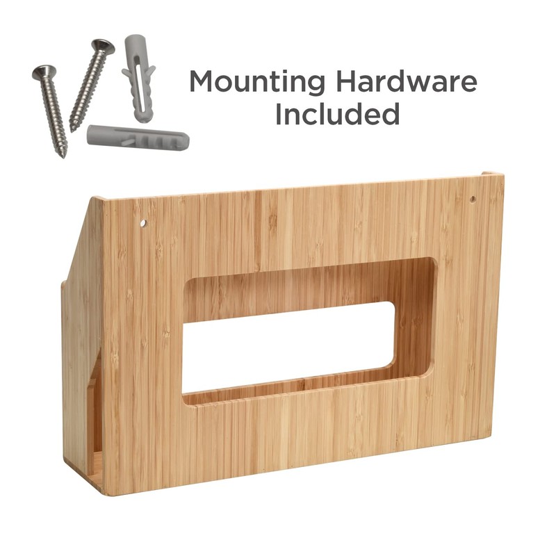Bamboo Wall Mounted Kitchen Organizer & Holder for Foil, Wax