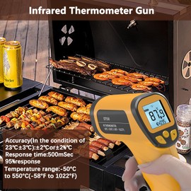 Kereinpo Infrared Thermometer Gun DT550-58°F ~1022°F, Digital Laser Thermometer Gun for Food,Pizza Oven,BBQ,Grill & Engine.Handheld Non Contact Ir Thermometer Gun (Not for Human)