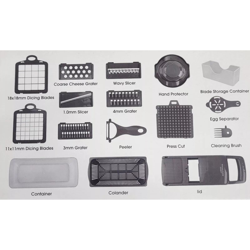 Phantom Chef 16 Piece Chopper Set w/ Container For Veggies,