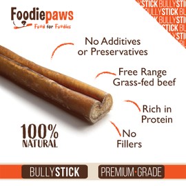 FOODIEPAWS 4 Inch Bully Sticks for Dogs, 1 lb Bulk Pack | All Natural Grass-Fed Beef Pizzle | Rawhide-Free, Odor-Free & Fully Digestible Chews | Dental Treats for Puppies & Small Dogs