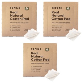 Baruja Non-fluorescent, unbleached 3-ply cotton pad with visible cotton seeds, 300 sheets, 3 pieces / 바루쟈 목화씨가 보이는 무형광 무표백 3겹 화장솜, 300매입, 3개