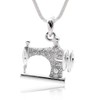 Spinningdaisy Silver Plated Crystal Sewing Machine Necklace