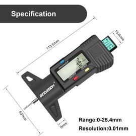 GODESON Digital Tire Tread Depth Gauge,Tire Tread Depth Gauge with 3 Modes-Fractional Inch, Decimal Inch and Millimeter, Tire Tread Gauge with Color-Coded Bar,Tire Depth Gauge for Cars,Trucks,Vans,SUV