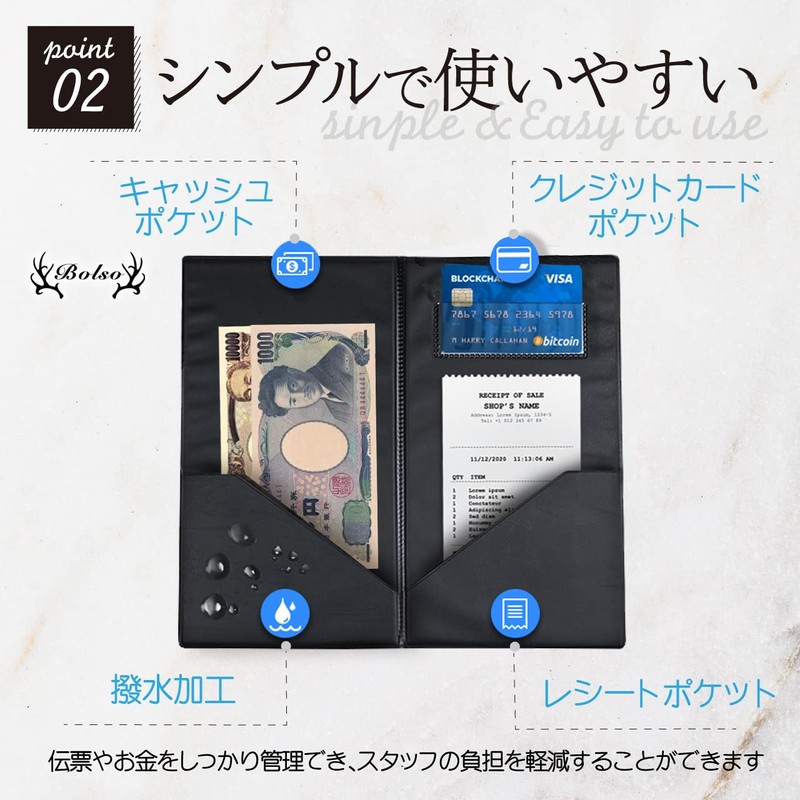 BOLSO Bill Holder Bifold Accounting Board Ticket Clip Bifold Bill