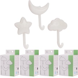 12 pcs Adhesive Hooks Utility Wall Key Hooks for Decorative Holder Rack Towels, Hats, Shower, Kitchen, Living Room, Office,Bar Cafe Decor -Glow in Dark Wall Hooks for Party Favors Gift (4, White)