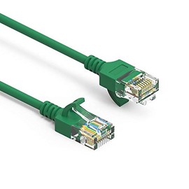 SF Cable 3ft Cat 6A UTP Slim Ethernet Network Booted Cable, RJ45 Plug, 28AWG, Pure Copper Wire - Green