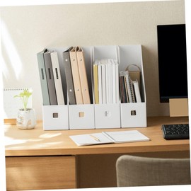 Organizador De Documentos De Escritorio Con Caja De Almacenamiento Plástica Y Revistero Vertical Para Oficina Soporte De Libros Con Gran Capacidad 10.62X9.44X3.54In