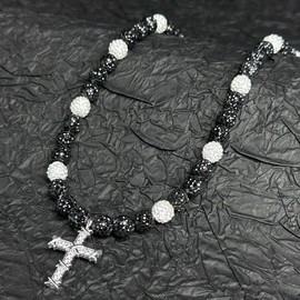 TYQSY 16-18 Inch Baseball Necklaces, Rhinestone Bead Necklace, Baseball Cross Necklace for Men, Adjustable Drip Necklaces, Athletic-Inspired Baseball Jewelry for Team Lovers Fans