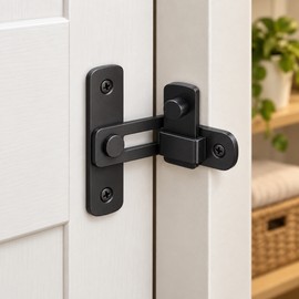 90-Degree Barn Door Latch for Right-Angle Doors – Stainless Steel Slide Bolt for Closets, Windows & Cabinets