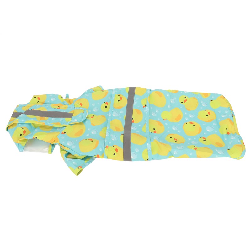 Pet Rain Jacket Duckling Pattern Waterproof Reflective Adjustable 4 Legs