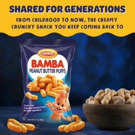 Osem Bamba Peanut Snacks for the Whole Family - All Natural Peanut Puffs 2 Family Packs (Pack of 16 x 0.7oz Bags) - Peanut Butter Puffs made with 50% peanuts