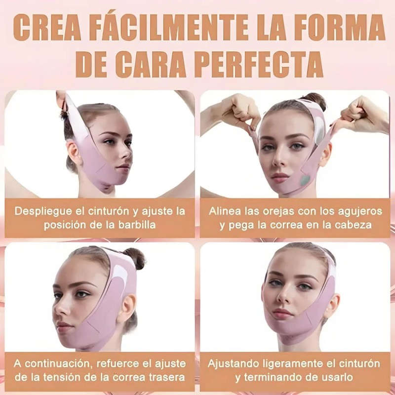 Mentonera Faja Forma V Oferta Reduce Arruga Papada Cachete Púrpura
