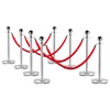 6 Pcs Commercial Stainless Steel Stanchion Posts with 3x5ft Red