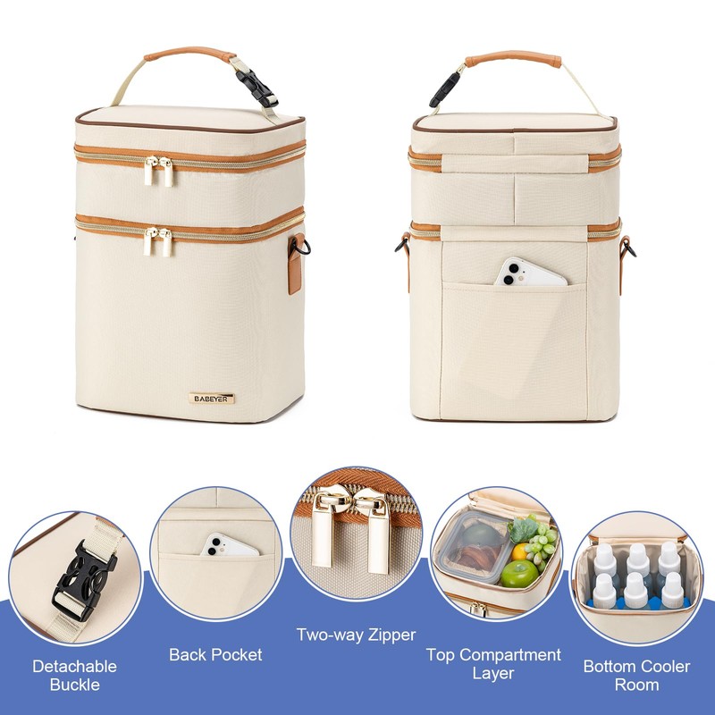 BABEYER Breastmilk Cooler Bag with Ice Pack Fits 6 Baby