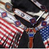 Showman American Flag Fringed Headstall & Breast Collar Set w/Reins!