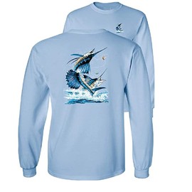 Sailfish DEEP SEA Fishing Salt Water Fish Long Sleeve TEE, Light Blue, L