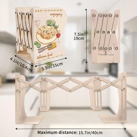 Cookbook Bookends, Kitchen Bookends, Adjustable Metal Book Ends for Shelves Decorative, Unique Design for Heavy Books, Non-Skid Book Holder for Kitchen Housewarming Cooking Lover Gifts (White 1)