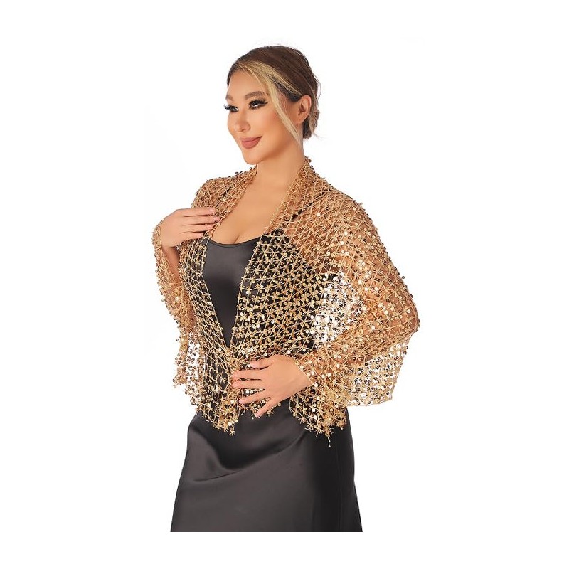 RZTA Sparkling Metallic Shawls and Wraps with Buckle for Evening