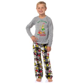 The Grinch Pajama Set Boy's Dr Seuss The Grinch Too Late Christmas Fleece Pajama Pants 2-Piece Pajama Set (12, Large)