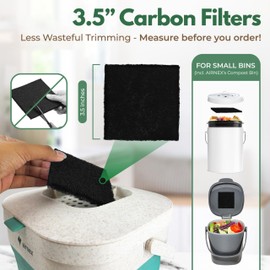 AIRNEX Carbon Filters for Compost Bins - Pack of 12 Extra Thick Activated Charcoal Odor Filters Replacement Set for Kitchen Composting - 3.5 x .4 inch