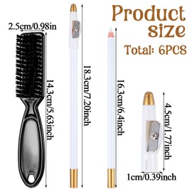 6pcs Barber Pencil, Hairline Pencil for Men, Beard Guide Shaping Pencils with Sharpener and Brush for Men Beard and Hairline Styling Design