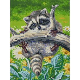 Amiiba Cross Stitch Set Pre-Printed for Adults Beginners Raccoon 11ct Embroidery Kit Embroidery Kits