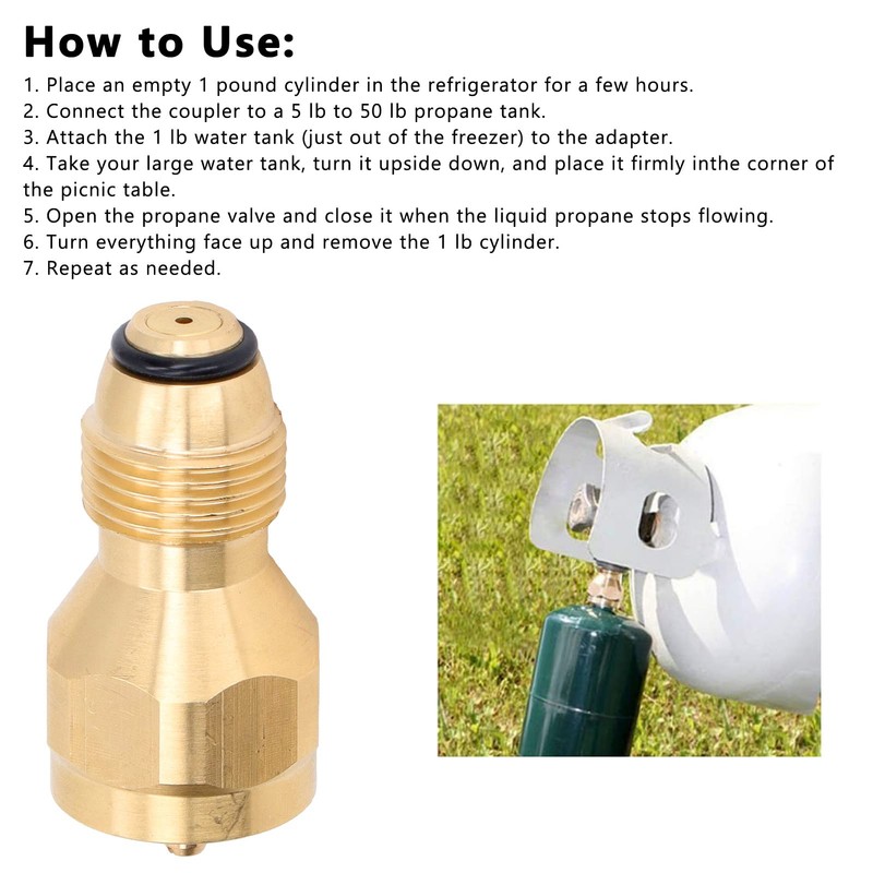 Kadimendium Propane Tank Refill Adapter 1LB Solid Brass Universal Mini