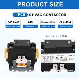 DMiotech HVAC Contactor, 2 Pole FLA 40 Amps 24V Coil Air Conditioner Contactor Compressor Condenser Motor AC Definite Purpose Contactor, UL Listed