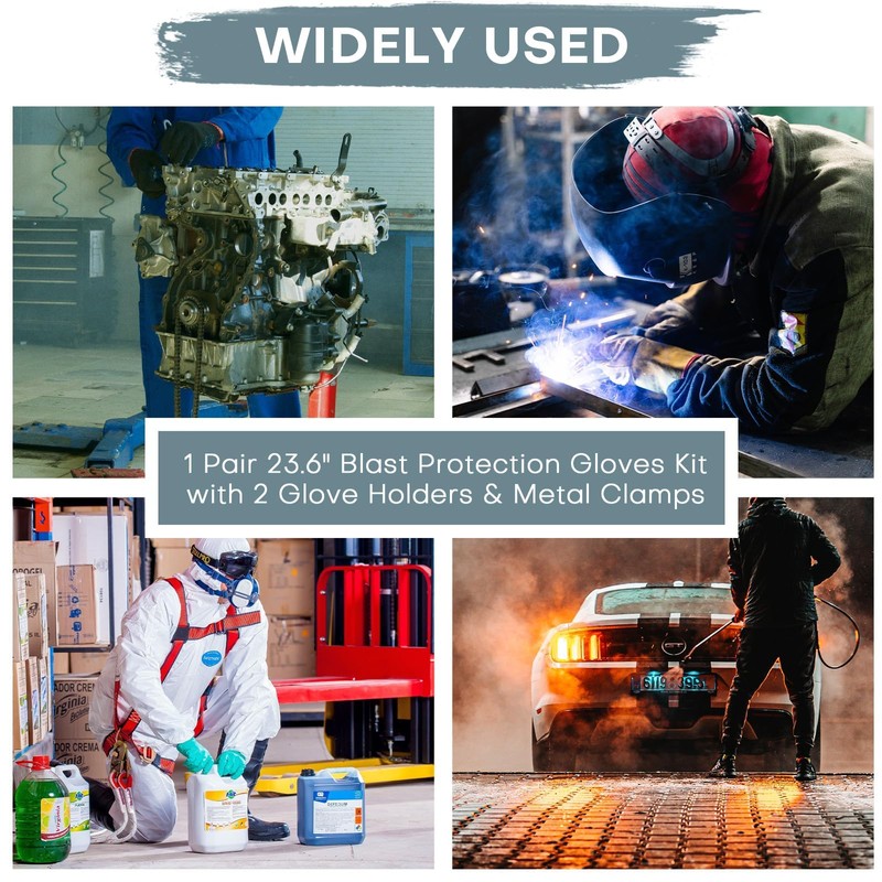 FLKQC Rubber Sandblaster Gloves for Abrasive Blasting with Particles Palm