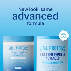 Vital Proteins Collagen Peptides Powder Advanced with Hyaluronic Acid & Vitamin C, 20oz Collagen Protein, Unflavored, 27