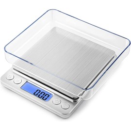 Digital Pocket Scale 3000g x 0.1g - Portable Mini Digital Scale for Jewelry, Food, Kitchen, Herbs, Coins & Gold - High-Accuracy Gram Scale with LCD Display, Tare Function & Battery Operation