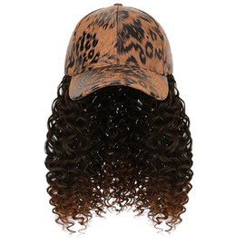 YEKEYI Headband Wig Human Hair Wigs Baseball cap Wig Curly Deep Wave Headband Wig Hat Wigs for Women
