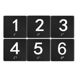 ZHUOMINGJIA Exam Room Sign Numbers 1-6 with Braille,Tactile Identification Signs,ADA Compliant,ADA Compliant (BLACK,6PCS)