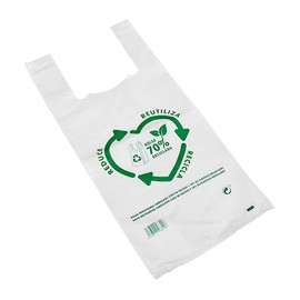 Shirt Carrier Bags Plastic Bags with Handle 35 x 50 cm T-Shirt Bags 50 Micron 70% Recycled 35 x 50 White Plastic Bags with Handle 35 x 50 cm Pack of 50 Bags High Resistance