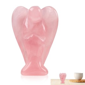 DtgEcd 1 Rose Quartz Guardian Angel, Healing Crystals for Emotional Support and Spiritual Protection, 1.5 Inch Pink Crystal Gift for Women,Christmas Ornaments, Home and Office Decor