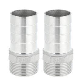 X AUTOHAUX 304 Stainless Steel Hose Barb Fittings 1.5" OD 1.2" BSPT Male Thread Compression Fitting for Air Water Oil Gas Fuel 2 Pcs Silver Tone