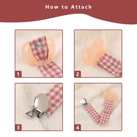 Pacifier Clip Leash Soothie Holder Unisex Plaid Button for Girl （2 Pack）