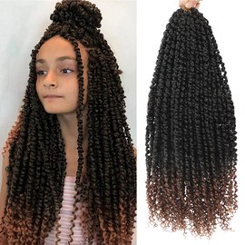 9 Packs Passion Twist Crochet Hair 18 Inch Pre-twisted Passion Twist Hair Pre Looped Crochet Passion Twist Hair Bohemian Passion Twist Crochet Hair for Women Girls and Kids (18Inch,T1B/30)