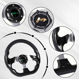 RASTP D Shape Golf Cart Steering Wheel Universal 12.6 inch Fit For EZGO RXV & TXT, Club Car DS, Club Car Precedent Tempo, Yamaha(Black)