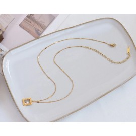 DAINTY Women Girl Titanium Stainless Steel Rectangle CZ Sugar Cubic Bar Necklace 16-18"