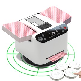 Yatics 5th All in One Card Shuffler and Dealer | Hands Free Shuffling or Dealing | One-Touch Deal After Shuffle| RC Card Calling| Multi-Card Dealing and More - White, Woks with UNO, Poker, More