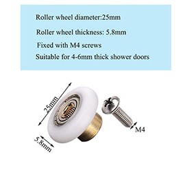 6 pcs Shower Door Rollers Wheels, Bathroom Glass Door Replacement Part Runner Sliding Shower Door Roller Wheel-Roller (25mm)