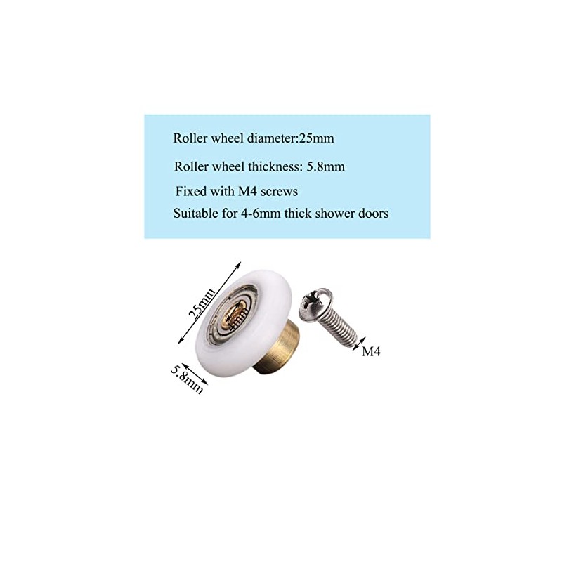 6 pcs Shower Door Rollers Wheels, Bathroom Glass Door Replacement