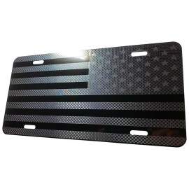 CustoMonsterDesigns American Flag Heavy Duty Aluminum License Plate G Metal Blk Stars Ed
