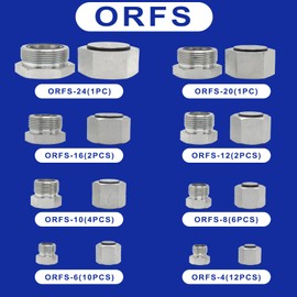 76 PCS ORFS Master Industrial Hydraulic Cap and Plug, Hose Tube and Pipe Fitting Kit Cap and Plug Kit, Heavy Duty O Ring Assortment Kit, Precision Threading in ORFS Sizes 4 6 8 10 12 16 20 24