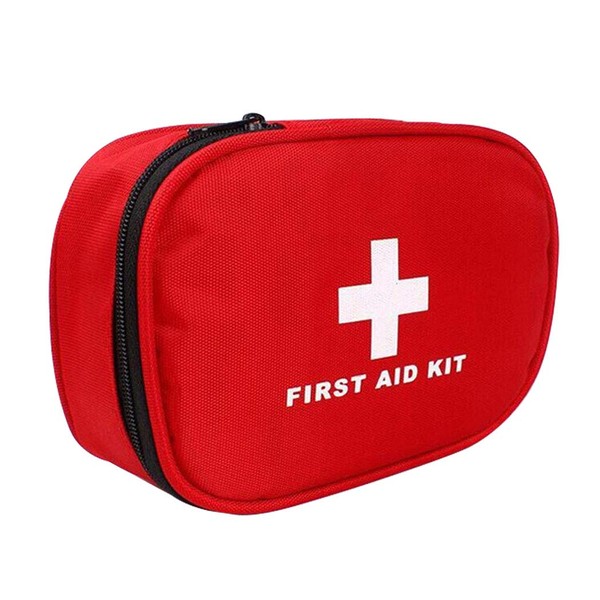 Aoutacc Nylon First Aid Empty Set, Compact and Lightweight First Aid Bag for Emergency at Home, Office, Car, Outdoor, Boat, Camping, Hiking (Bag Only) (6.3 x 4.3 inches, Red)