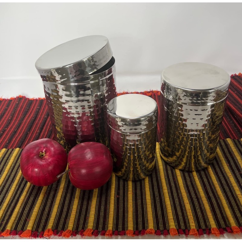 Hammered Shiny finish Stainless Hammered Canister