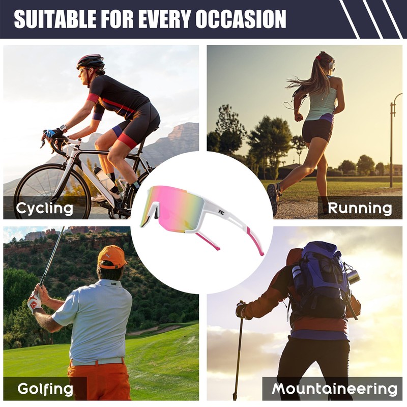 FEISEDY Cycling Glasses Sports Sunglasses for Men Women, Lightweight TR90