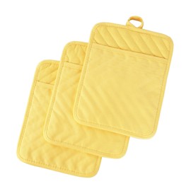 Anyi Pot Holders and Oven Mitts 7" X 9" Heat Resistant Cotton Pocket Pot Holder Set Feature of Non Slip Kitchen Hot Pad Oven Mitts, 3-Pack (Aspen Gold)