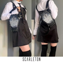 Scarleton Casual Backpack Purse for Women, Punk Skull Backpack, Faux Leather Gothic Shoulder Bag, Rivet Crossbody Bag, H209201D - Black
